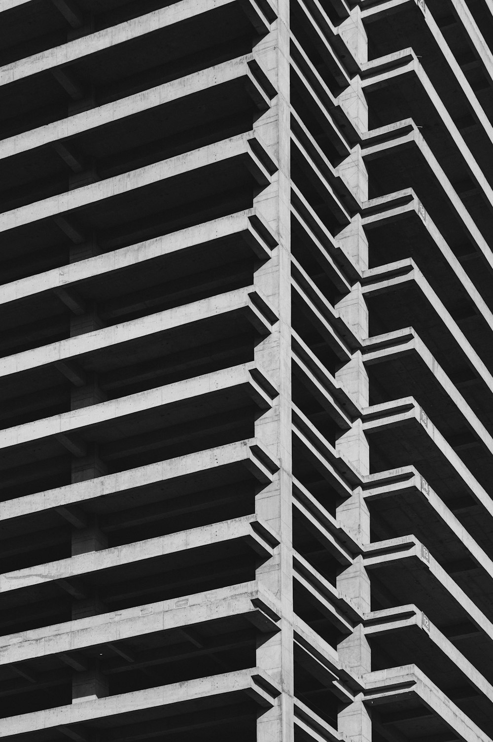  a black and white photo of a tall building