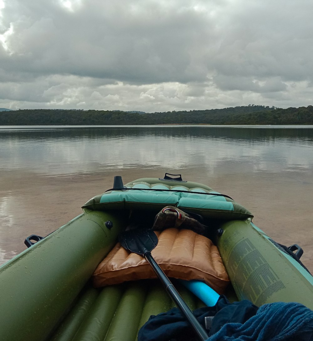 a view of a body of water from a kayak