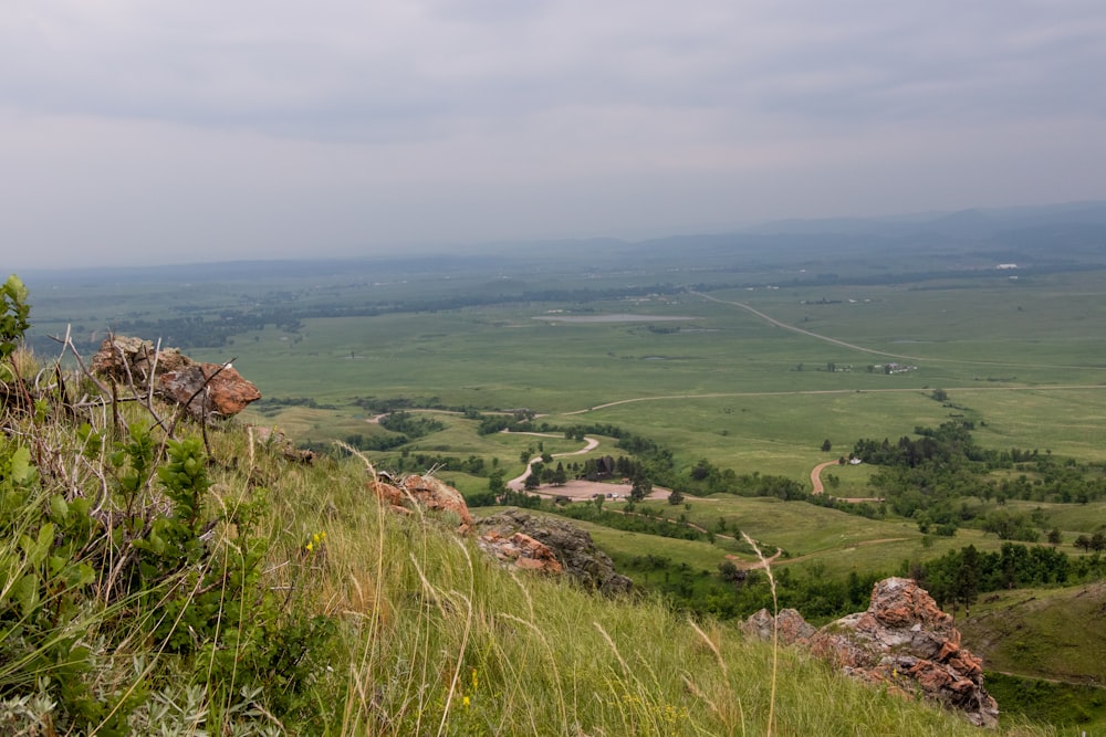 a view of a valley from a hill