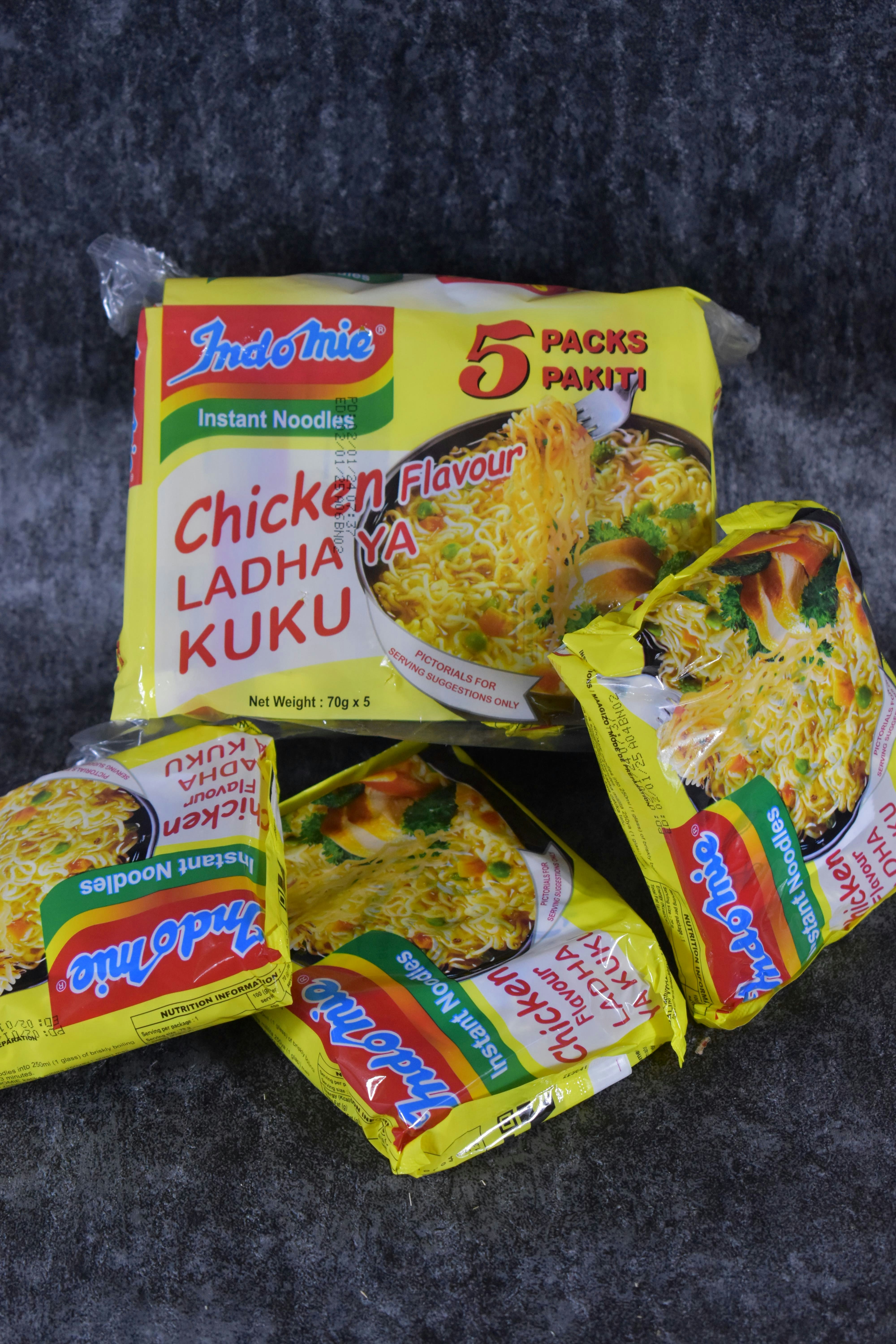 four packages of chicken flavored ladha kuku