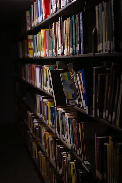 a book shelf filled with lots of books