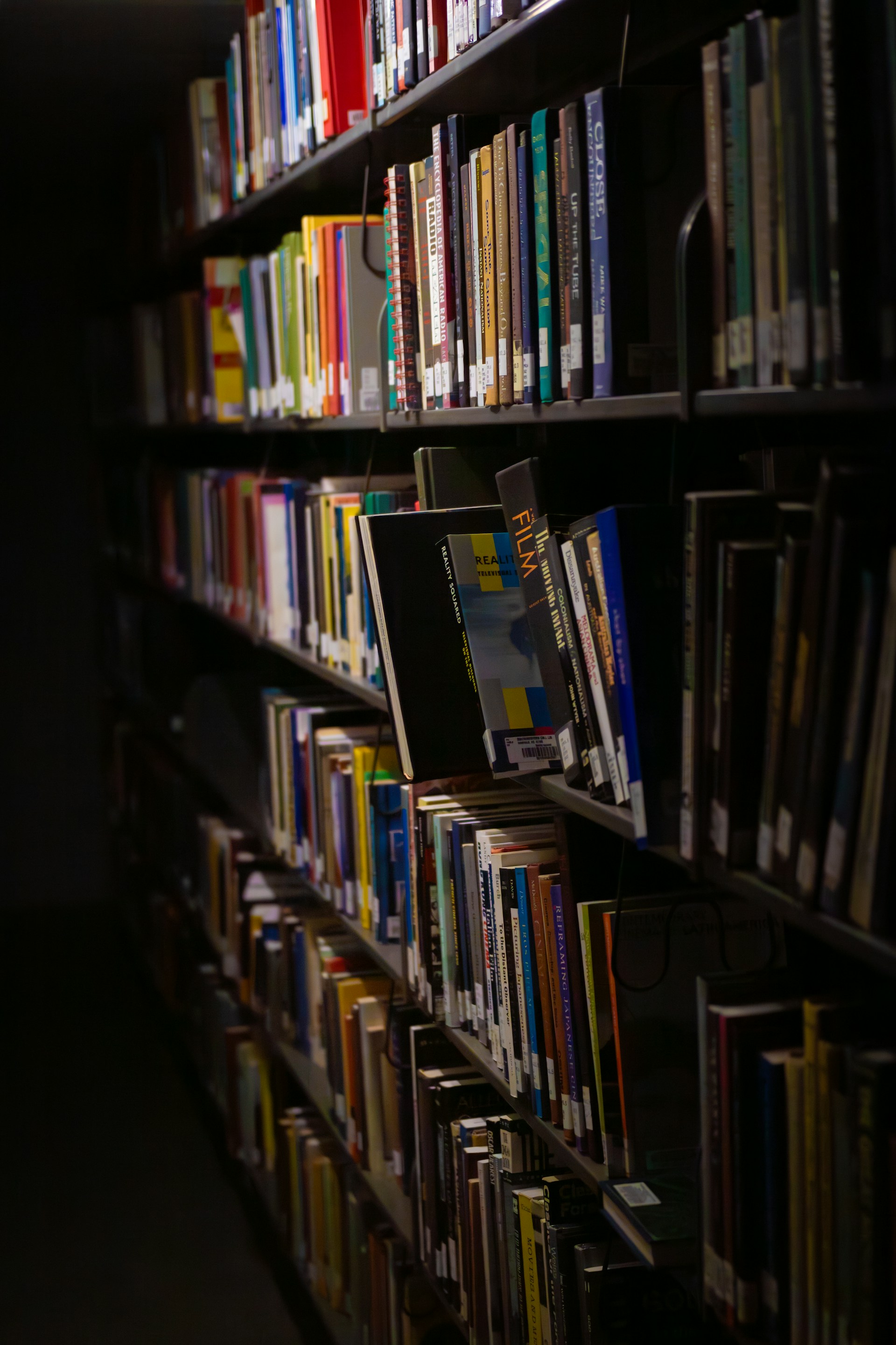 a book shelf filled with lots of books