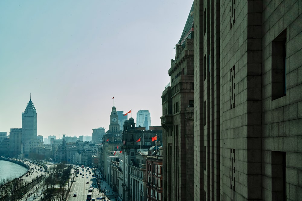 a view of a city from a high building