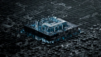 an aerial view of a building in a city