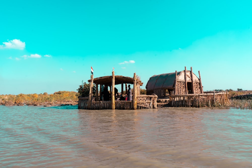 a boat sitting on top of a body of water