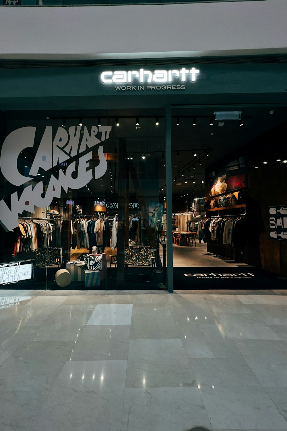 a clothing store with a large window display