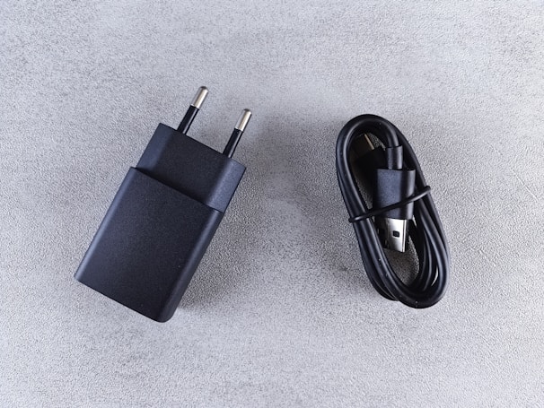 a close up of a power cord and a charger