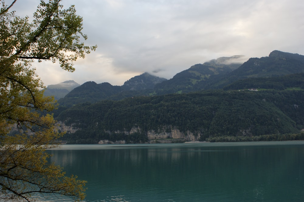 a large body of water surrounded by mountains