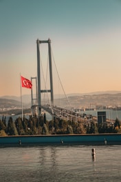 a large suspension bridge over a body of water