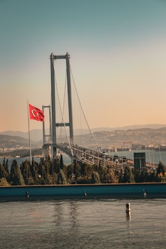 a large suspension bridge over a body of water