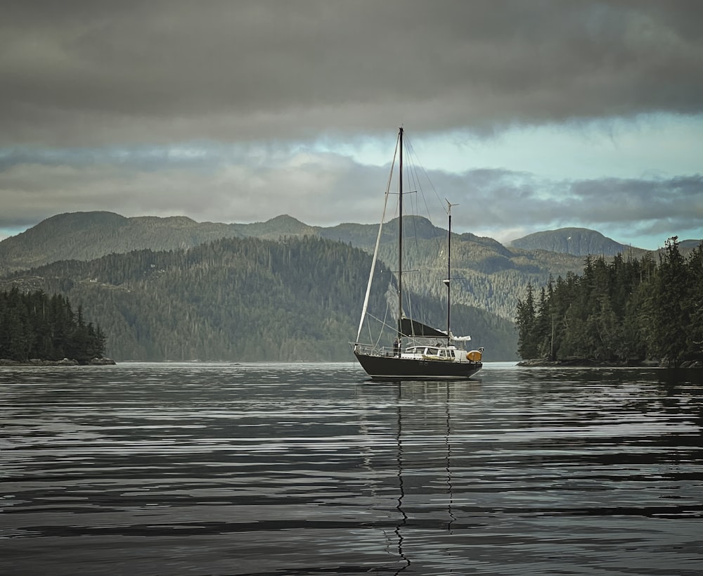 a boat floating on top of a large body of water