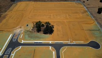 an aerial view of an airport runway