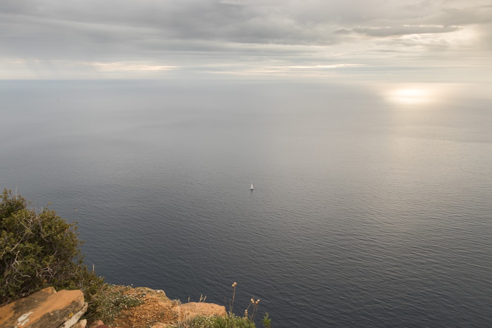 a view of the ocean from a cliff