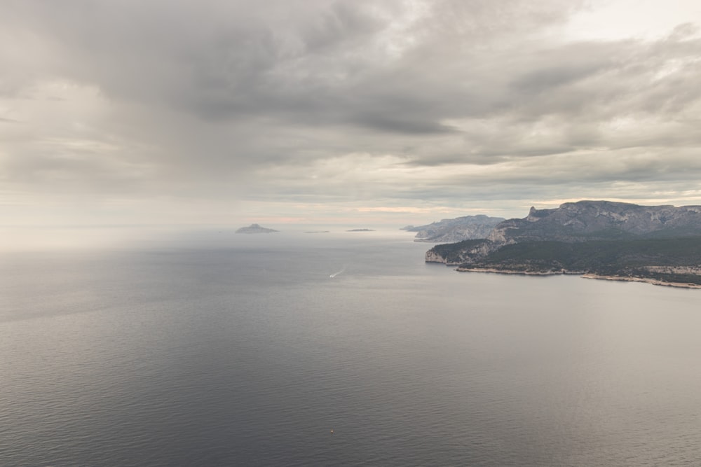 a large body of water surrounded by mountains