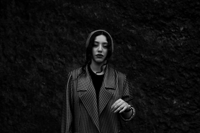 Sophisticated woman in elegant monochrome style