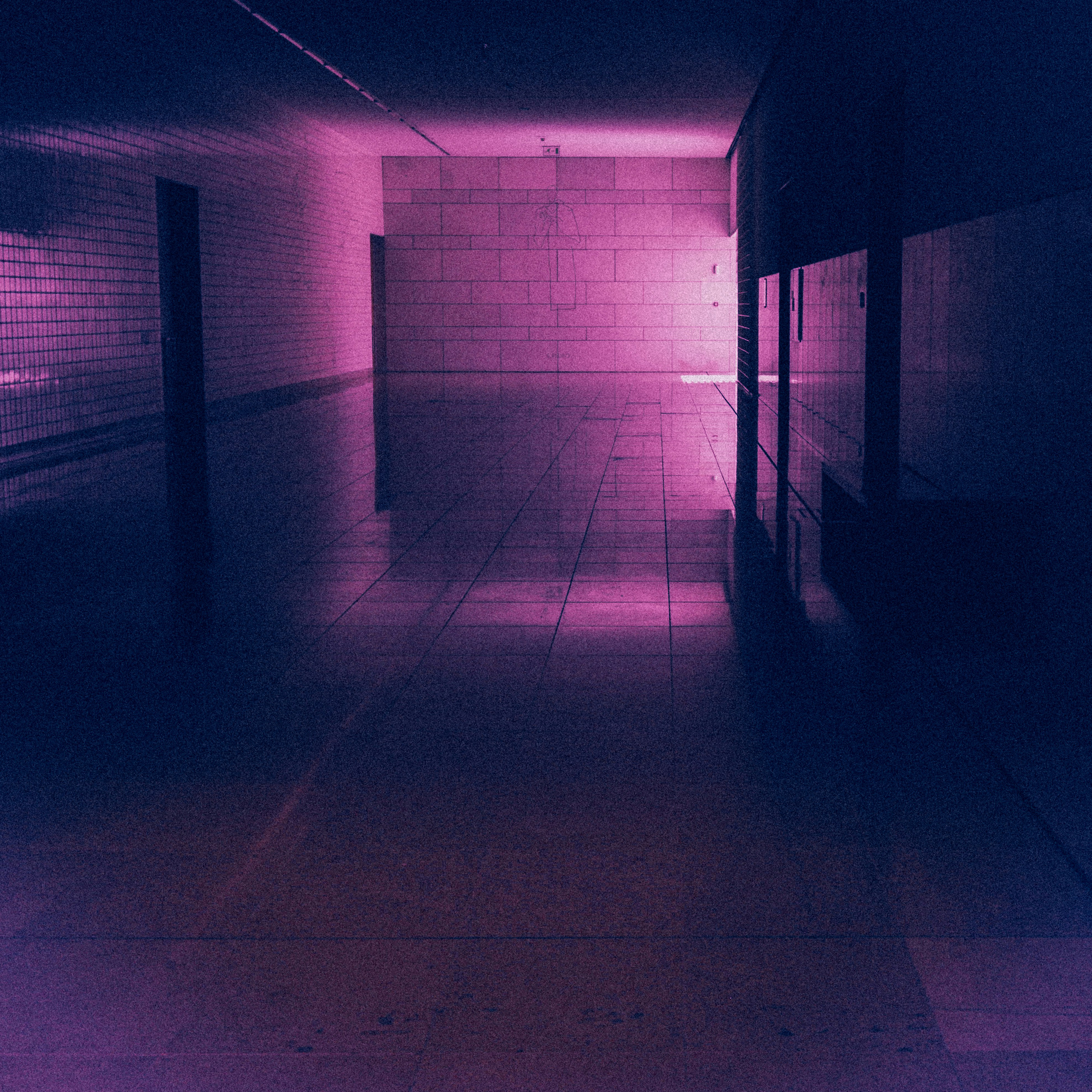 Empty apartment corridor with moody soft lighting