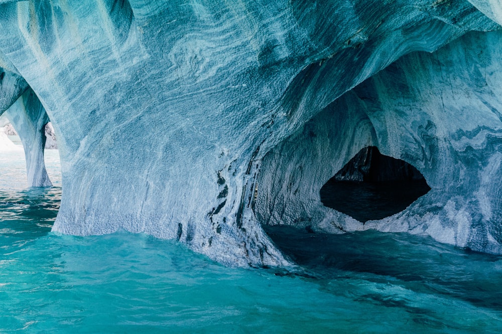 a large ice cave in the middle of the ocean