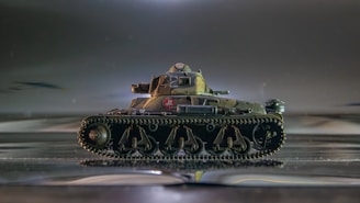 a toy tank sitting on top of a table