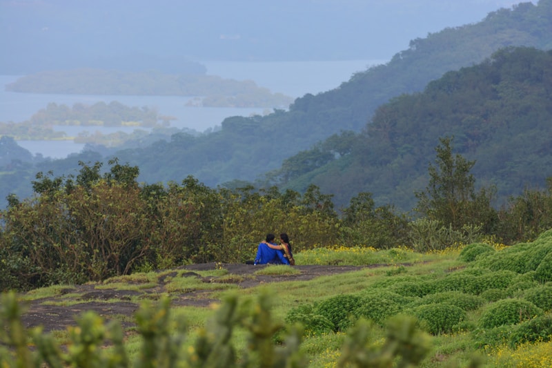 Lovers on green hillside