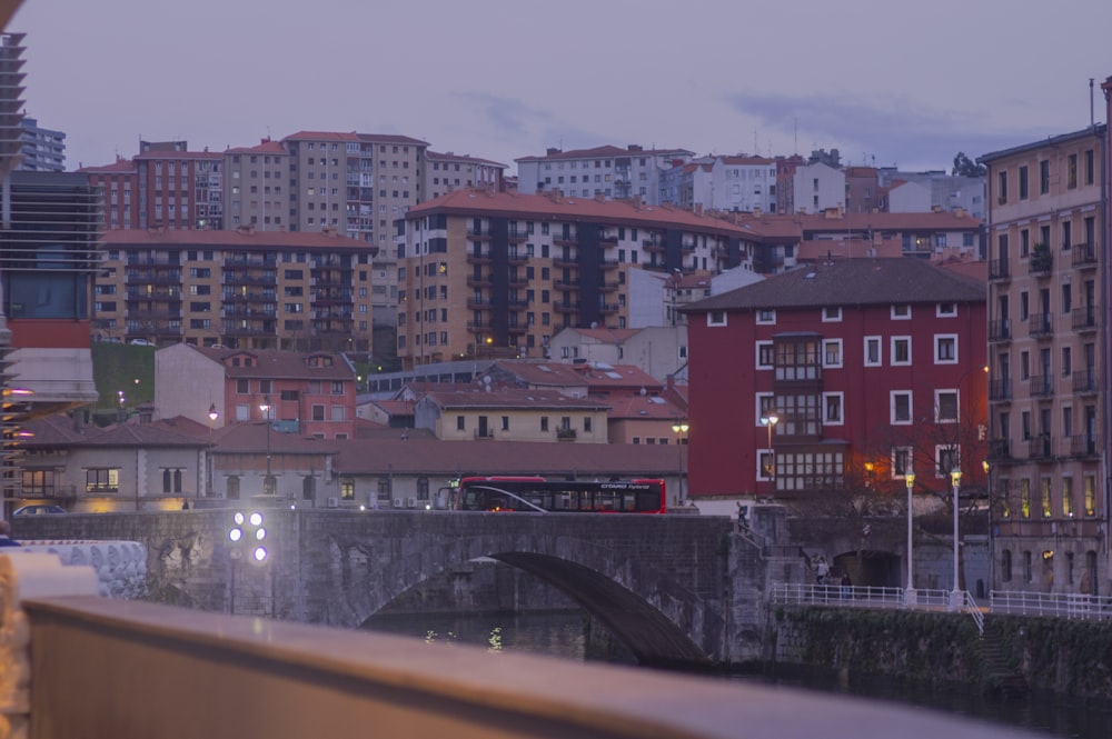 a view of a city from a bridge