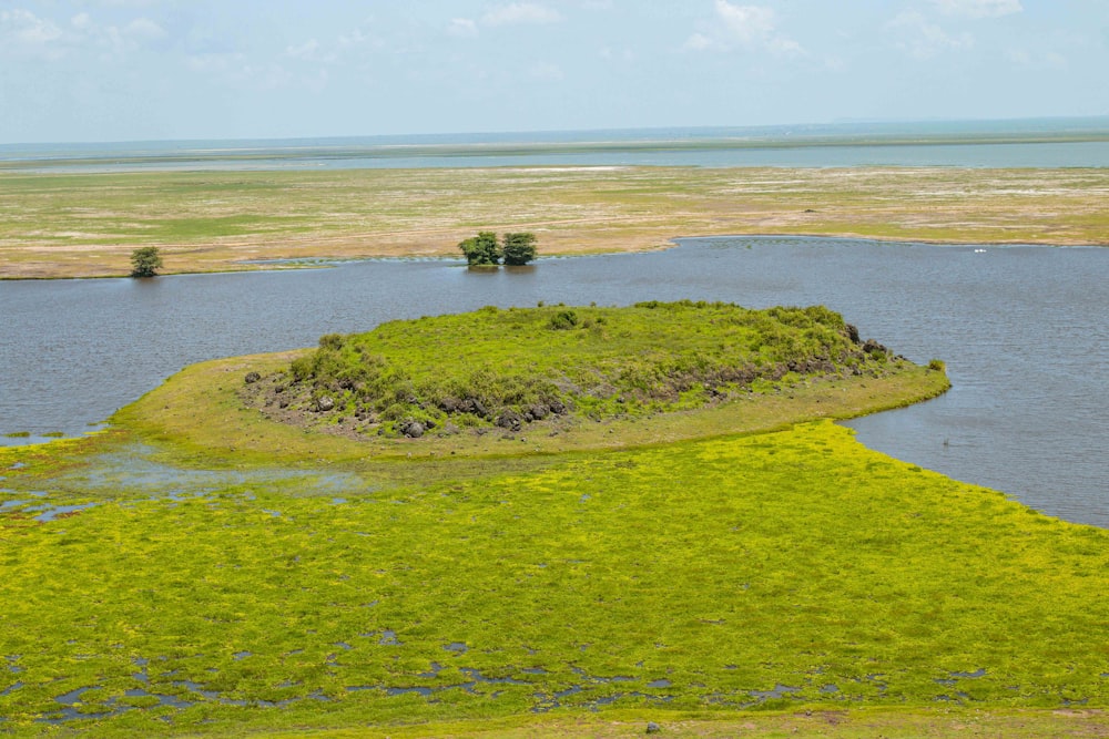 a small island in the middle of a body of water