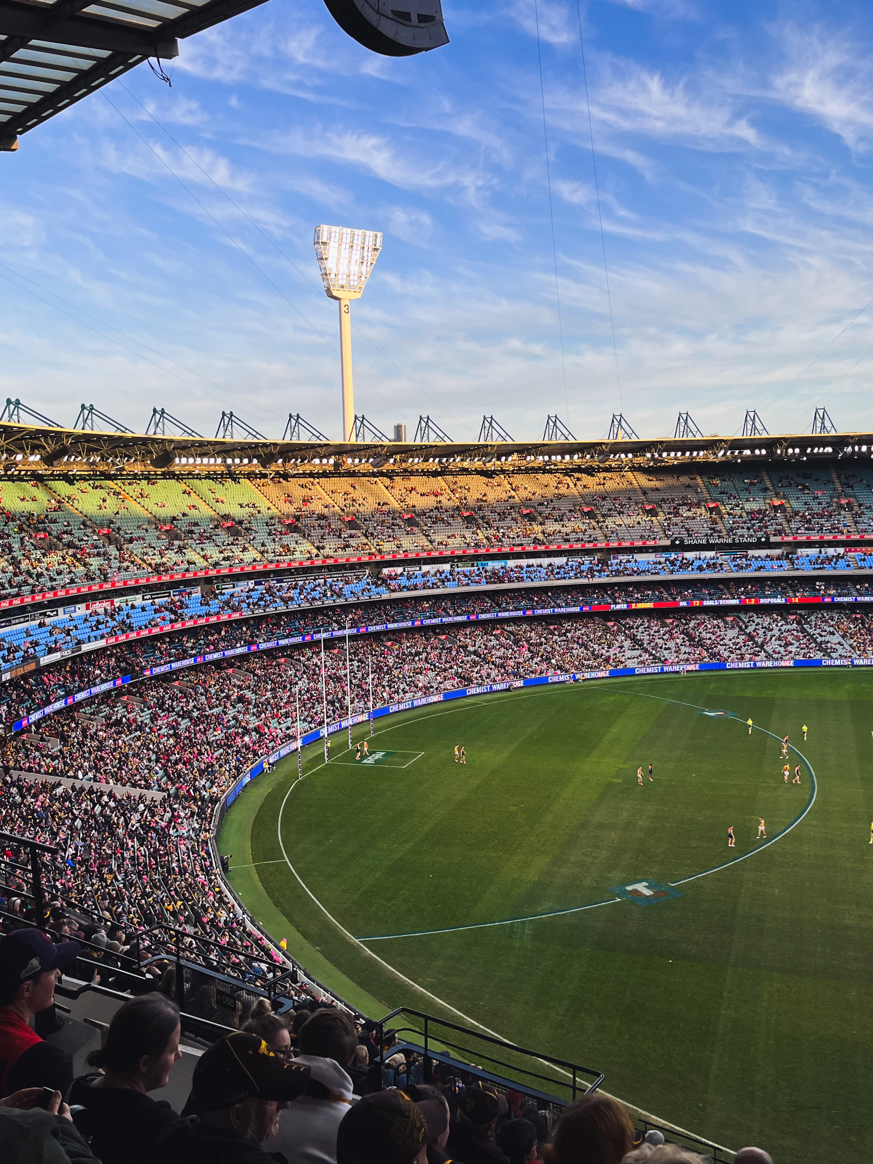 A large Australian stadium filled with spectators