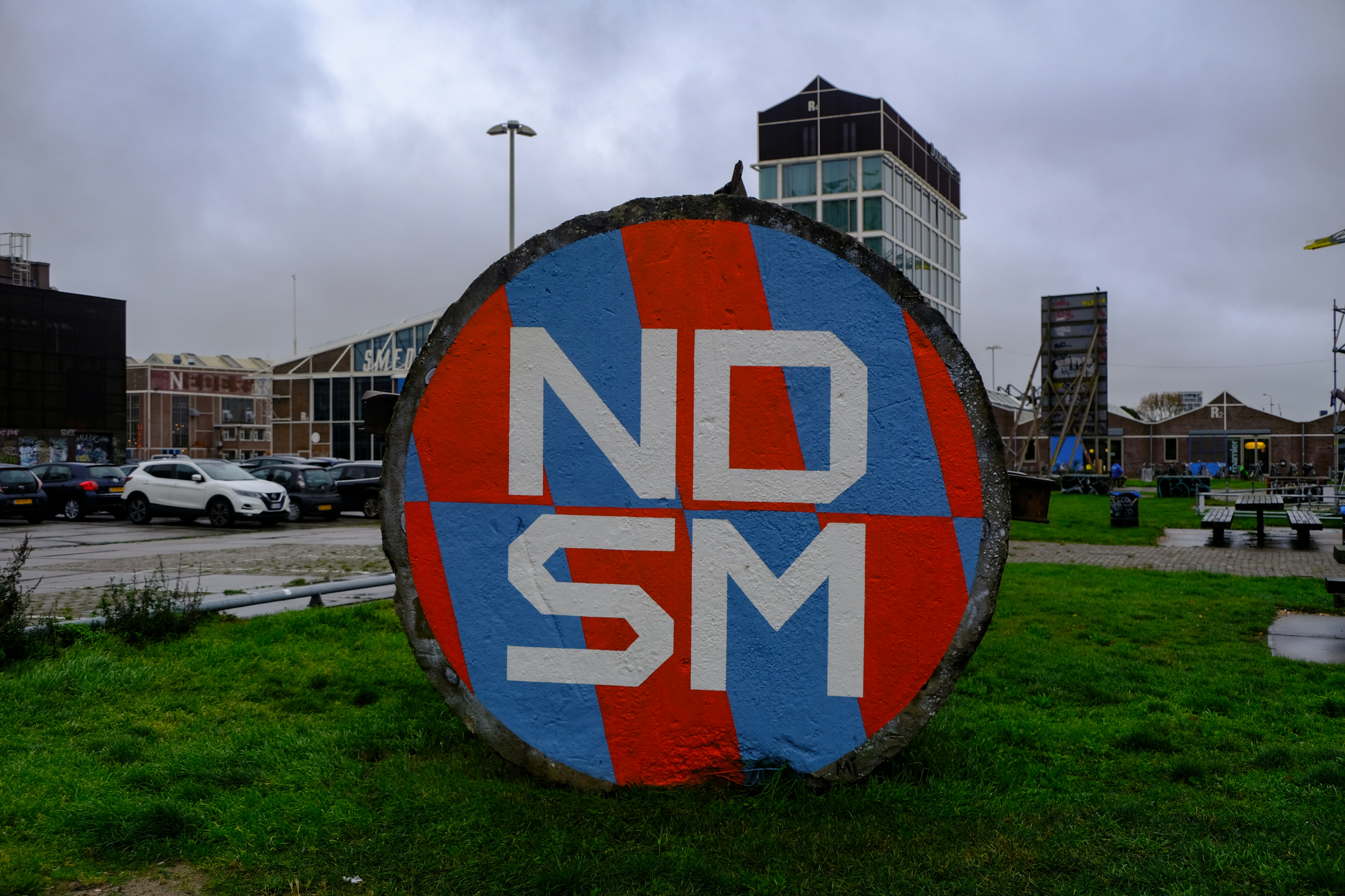 a big sign that is in the grass