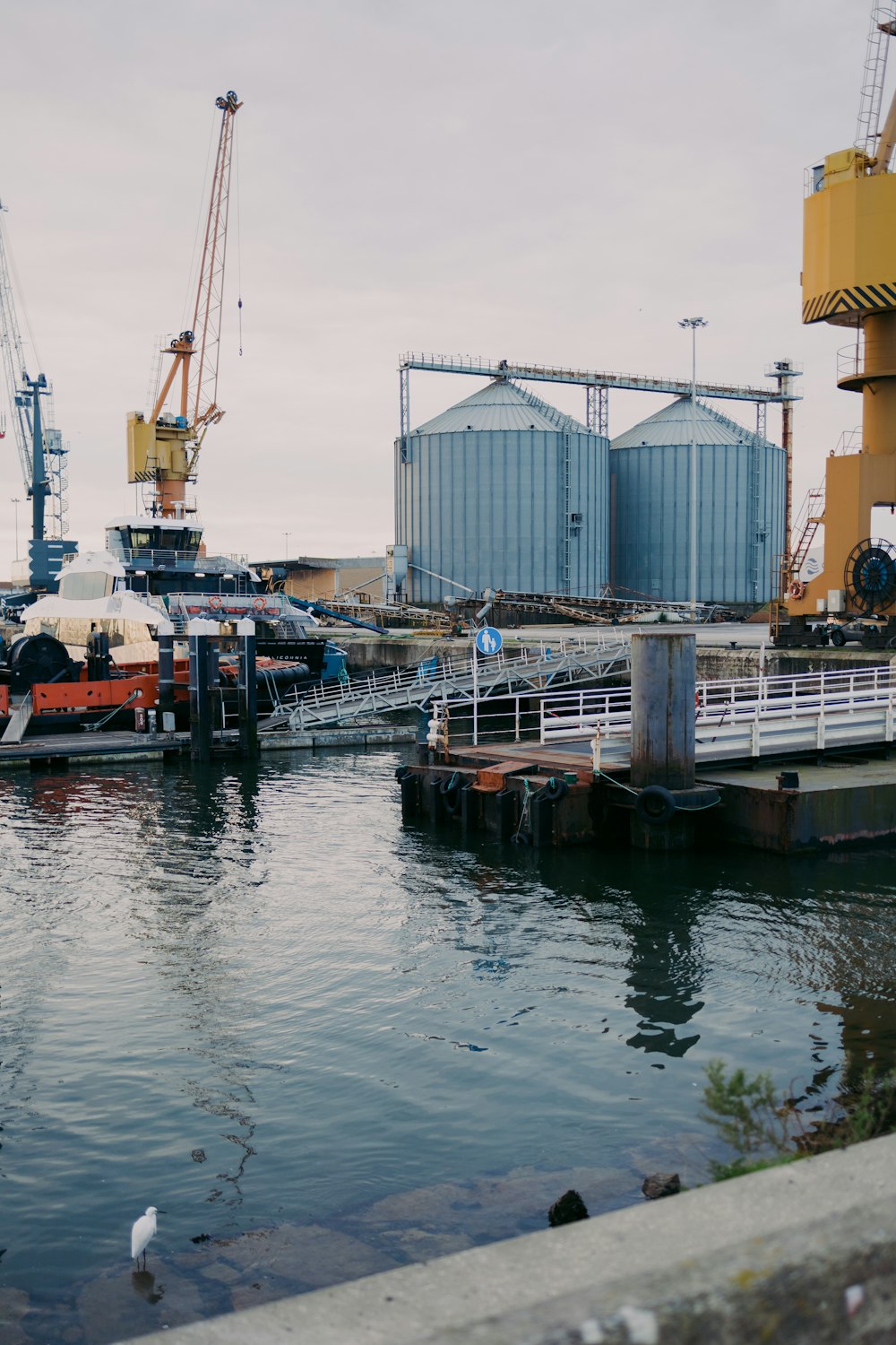 a harbor filled with lots of boats and cranes