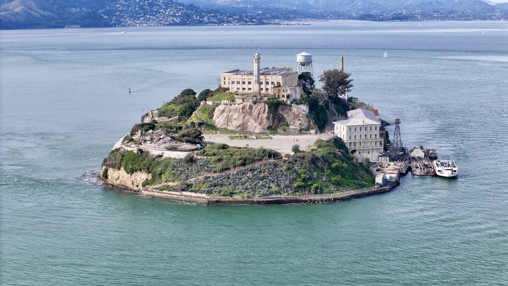 an island in the middle of a body of water