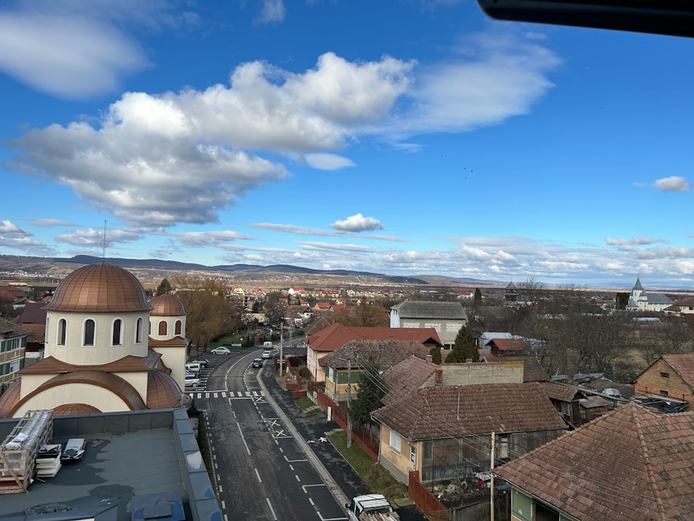 a view of a town from a high viewpoint