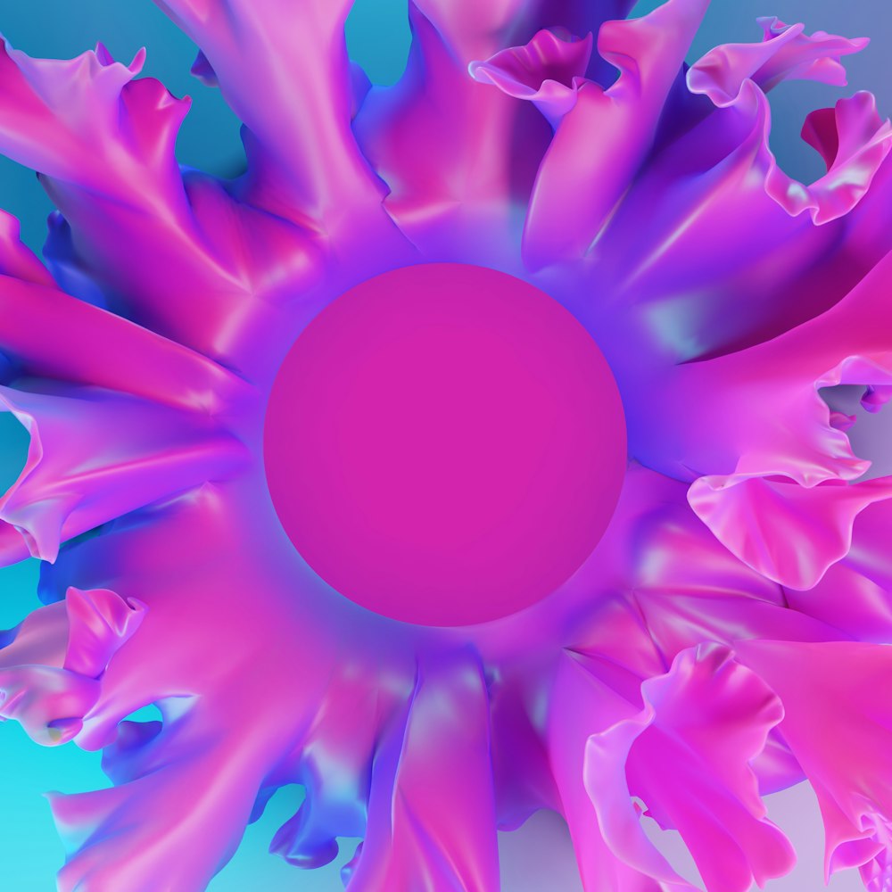 a pink flower with a blue background