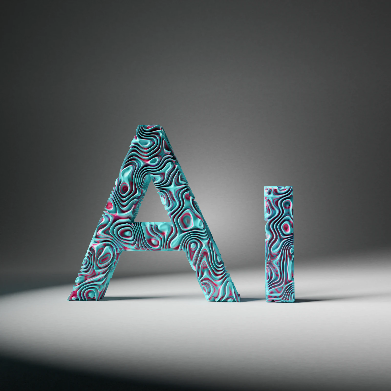 Letras construidas con formas geométricas de colores