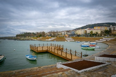a wooden bridge over a body of water