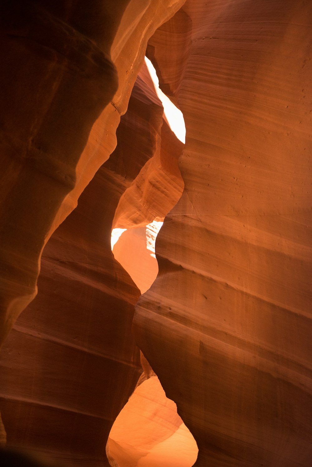 a narrow slot in the side of a canyon