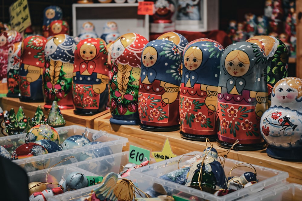 a bunch of christmas decorations on a table