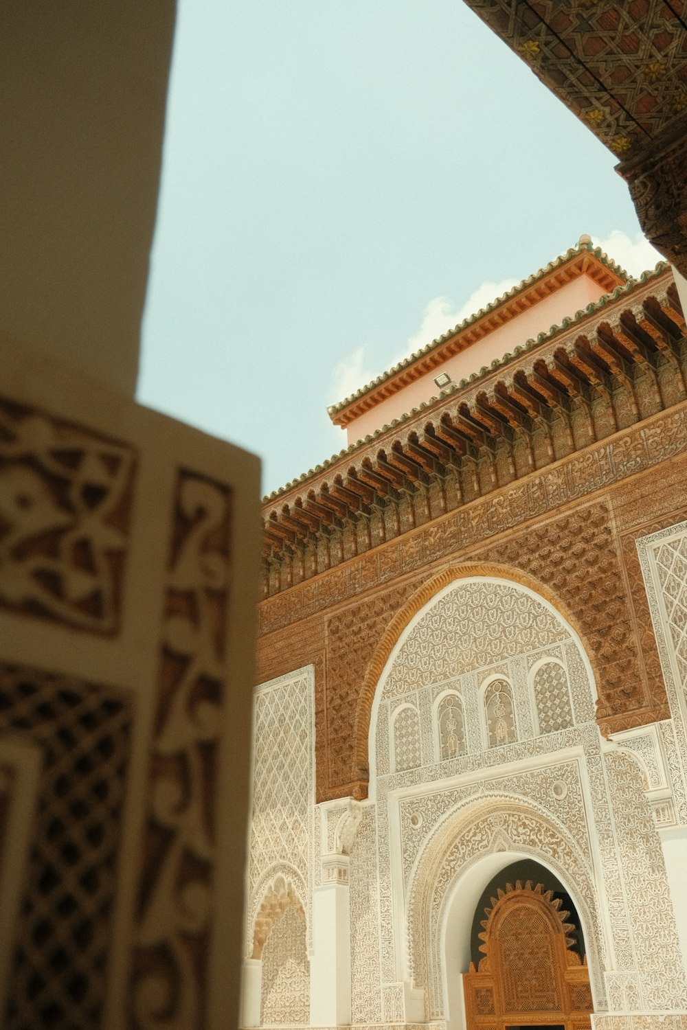 a view of a building through a doorway