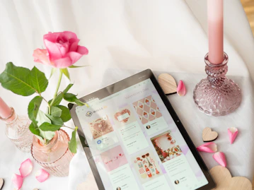 a tablet computer sitting on top of a table