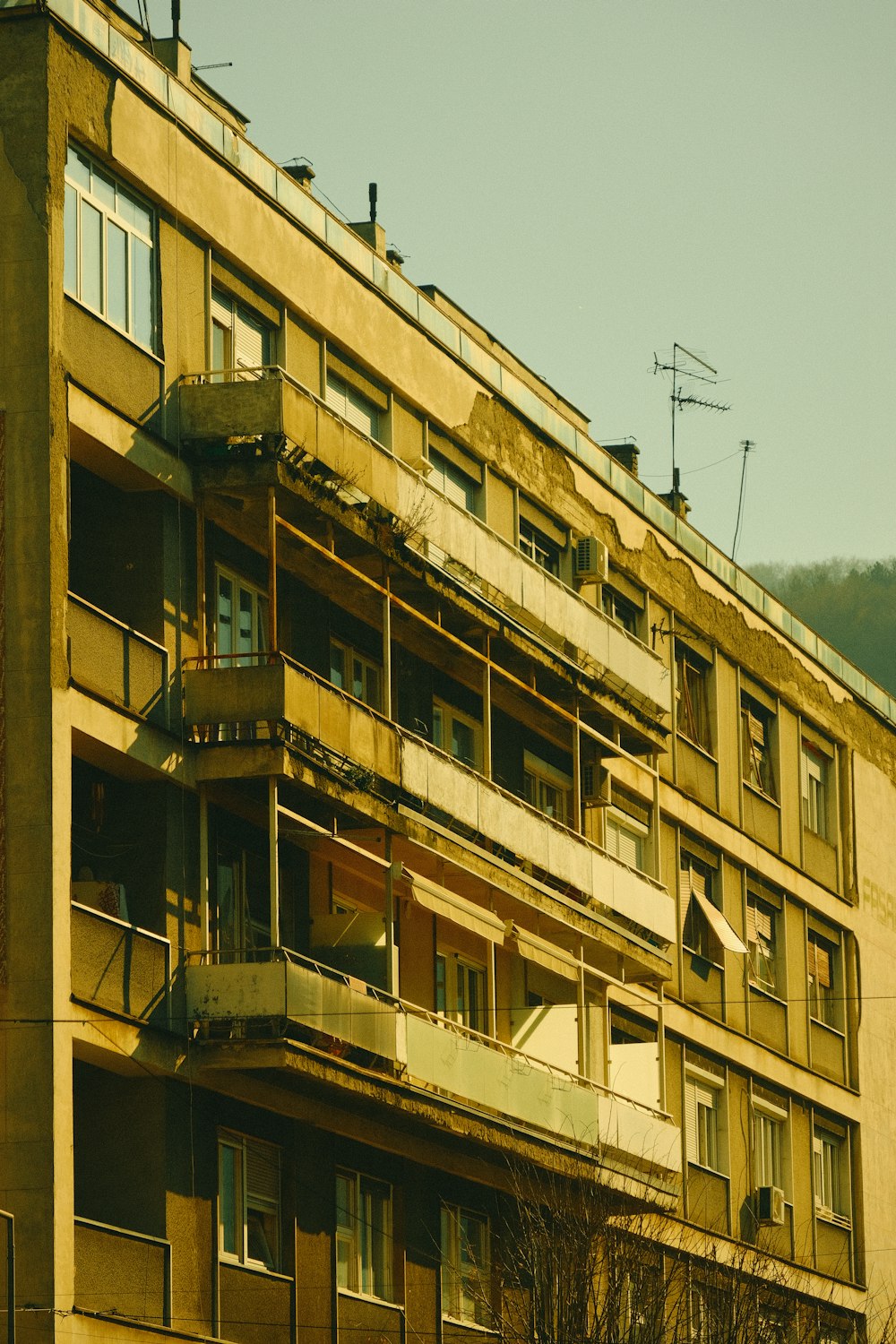 a tall building with balconies and balconies on the balconies