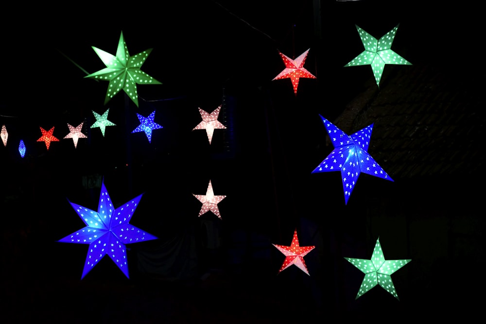 a bunch of stars that are lit up in the dark