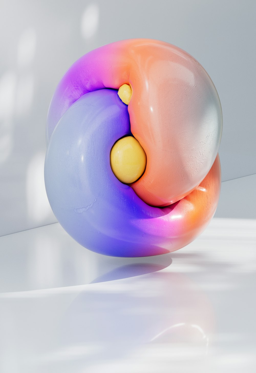 a colorful object sitting on top of a white table