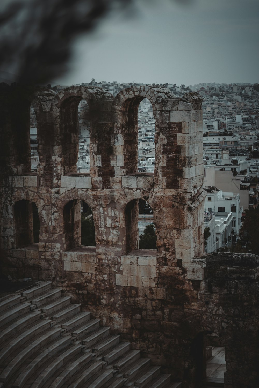 the ruins of a building in a city