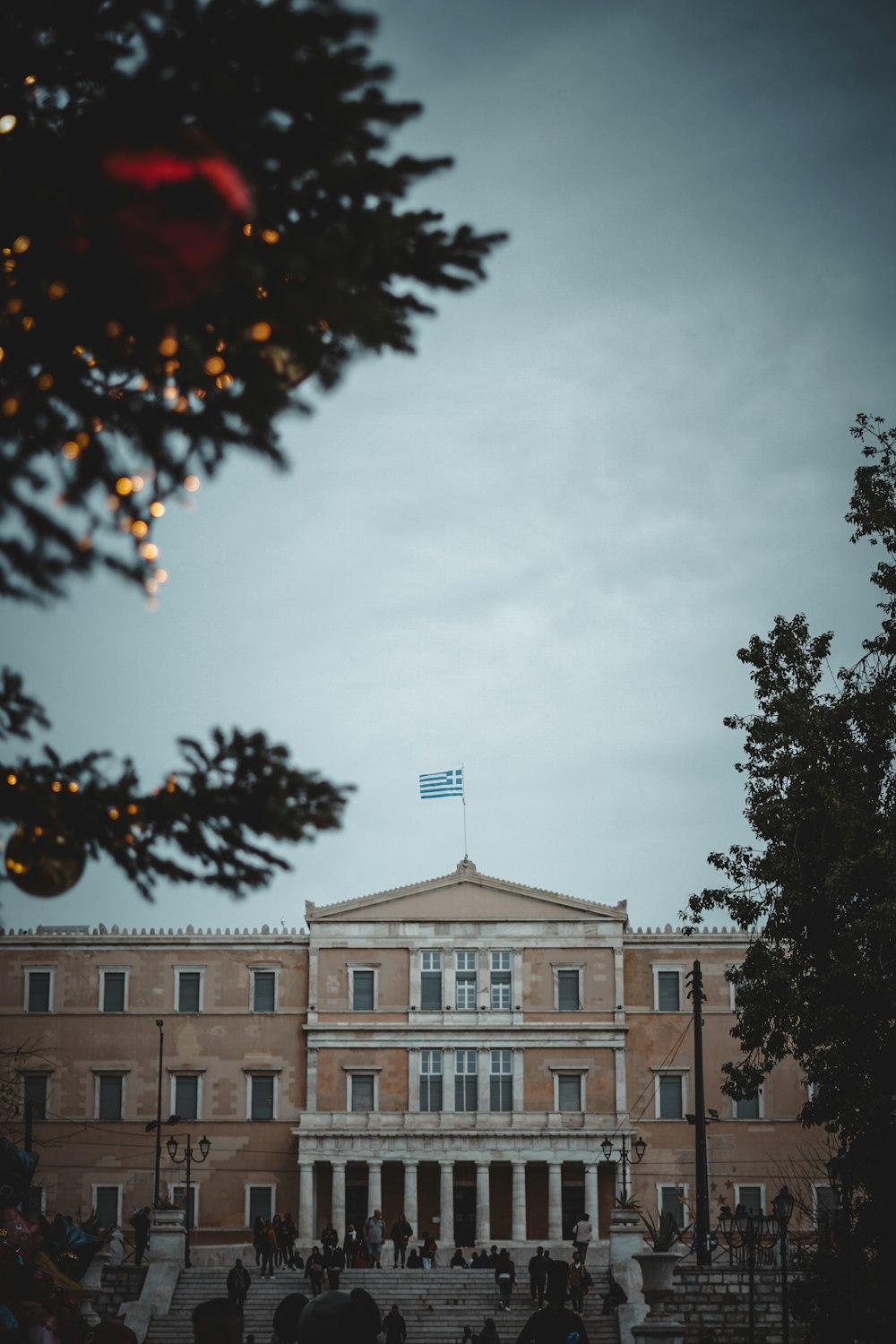 a building with a flag on top of it