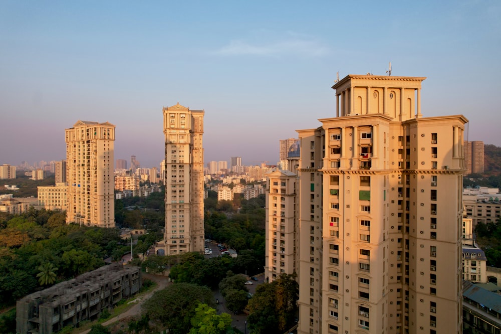 a view of a city from a high rise building