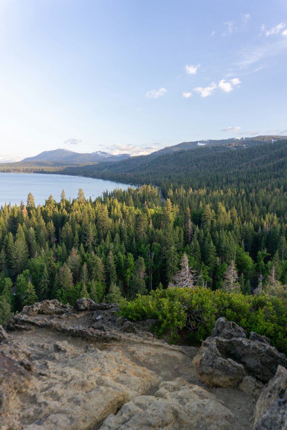 a scenic view of a lake surrounded by trees