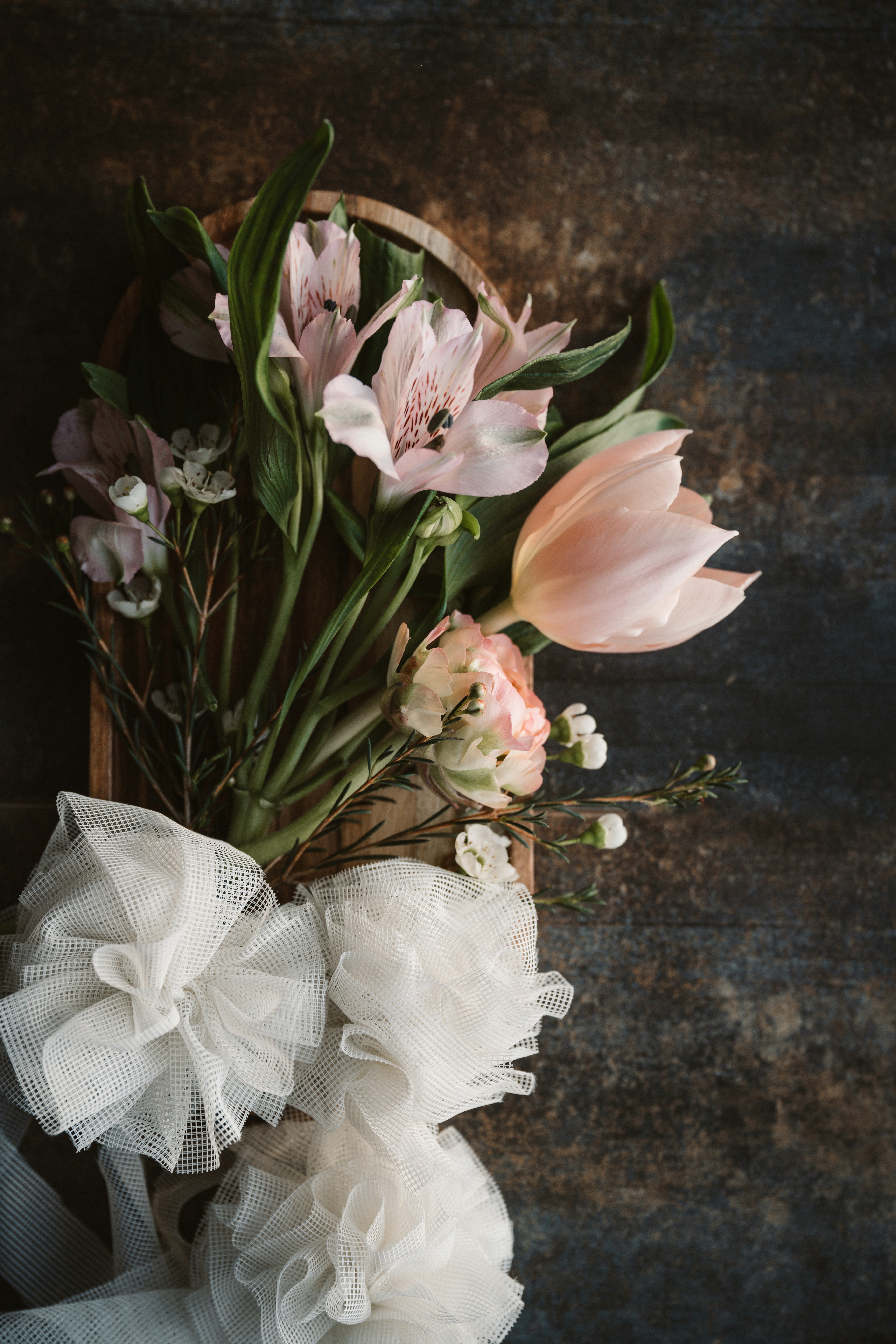 a bouquet of flowers sitting on top of a table