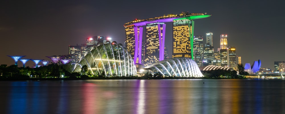 a view of a city at night from across the water