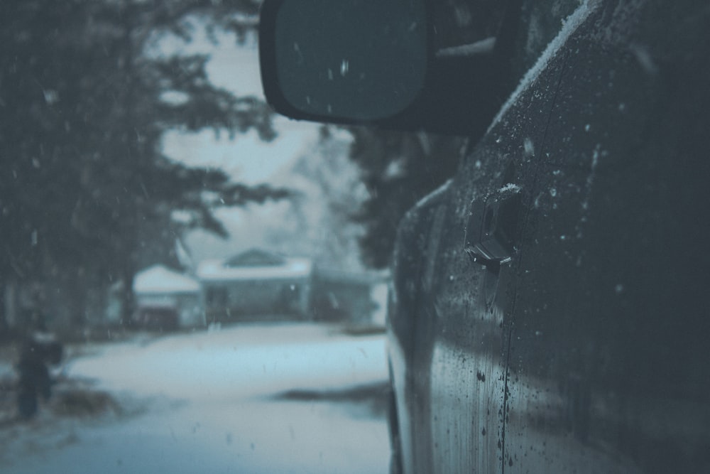 a rear view mirror on the side of a car