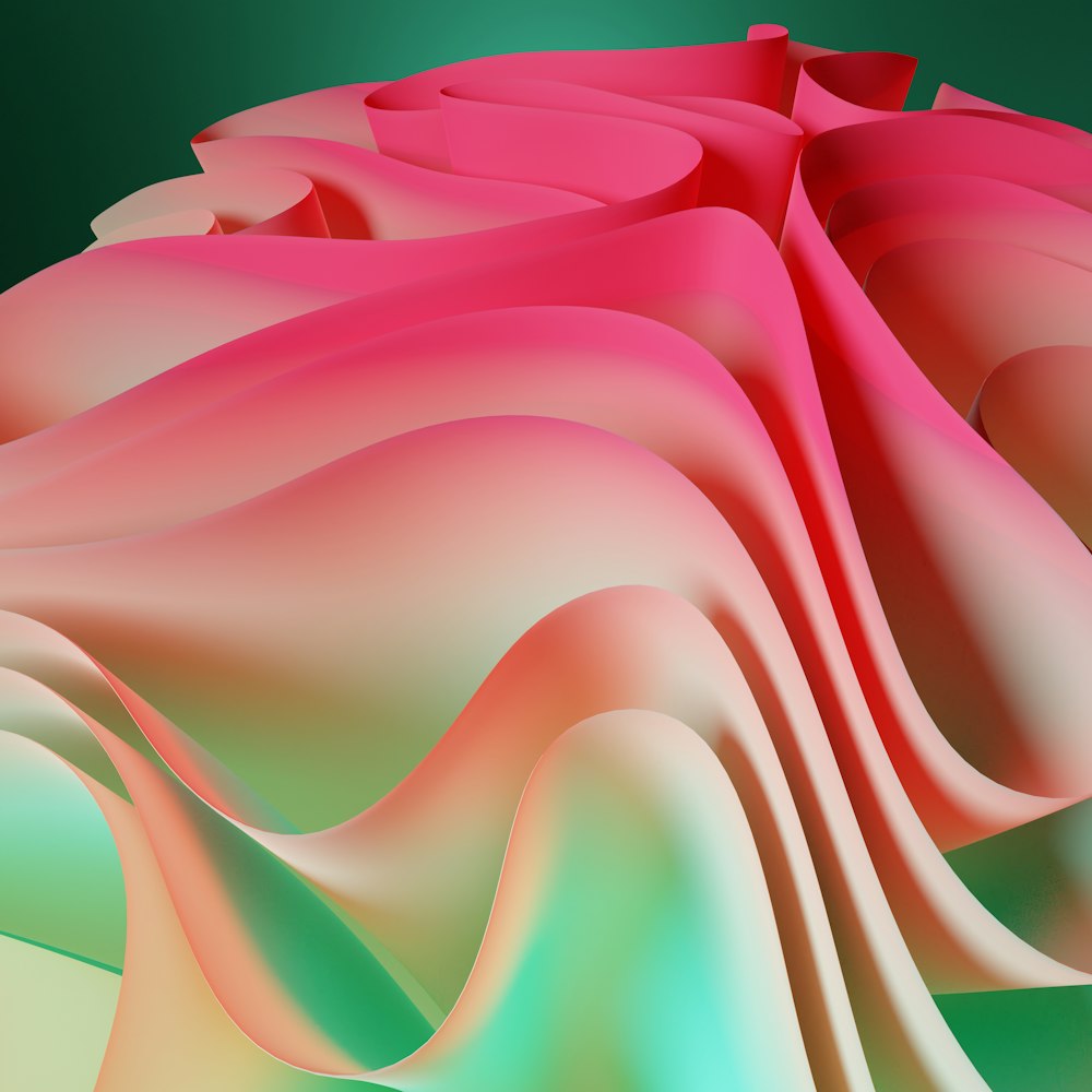 ピンクと緑の波のコンピュータ生成画像