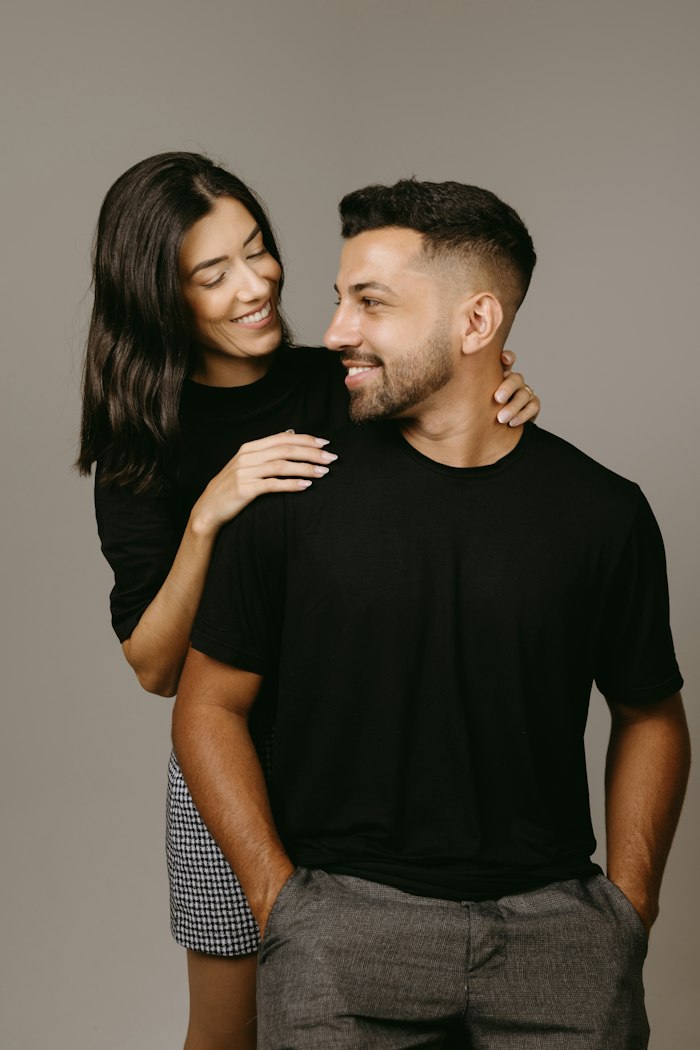 Happy young couple who met through free Canadian chat rooms