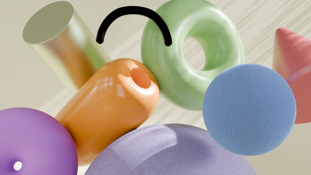 un gruppo di palline di diversi colori e una ciambella